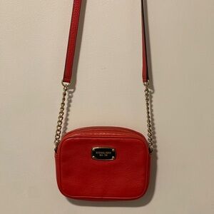 Michael Kors Small Orange Crossbody Leather Camera Bag